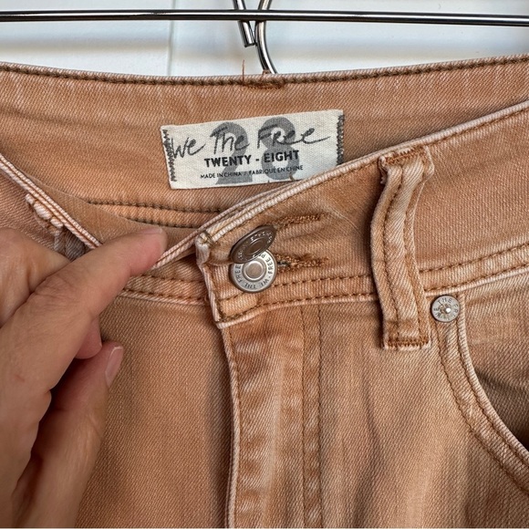 Free People We The Free Tan High Rise Skinny Jeans with Frayed Hem - Picture 2 of 9